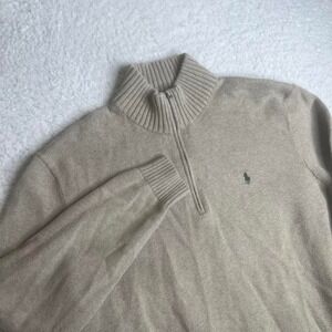 Vintage Polo Ralph Lauren men's beige quarter zip sweater 1/4 pullover xl